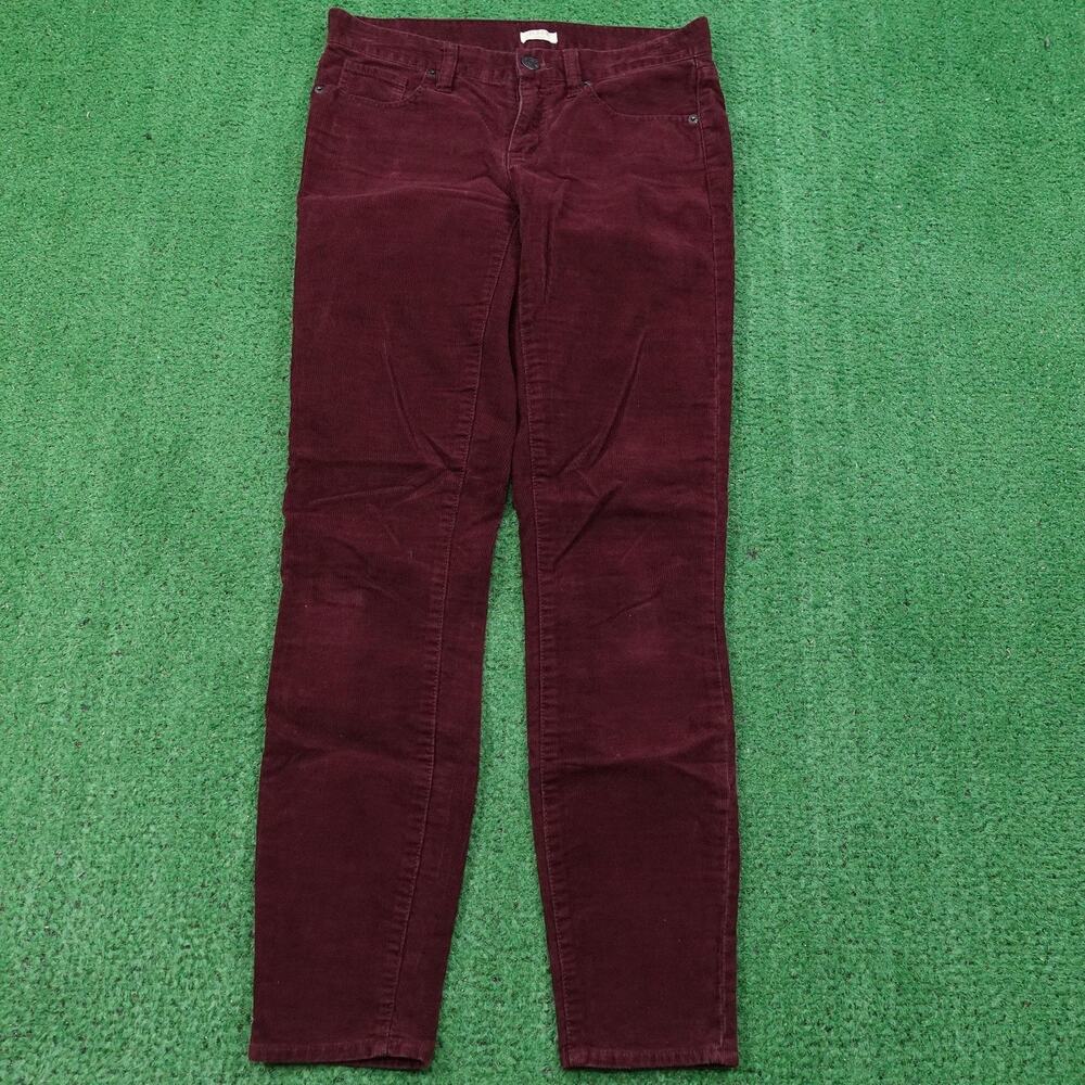 J.Crew‎ Corduroy Pants Womens 25 Burgundy Wine Stretch 5 Pocket Skinny Mid Rise